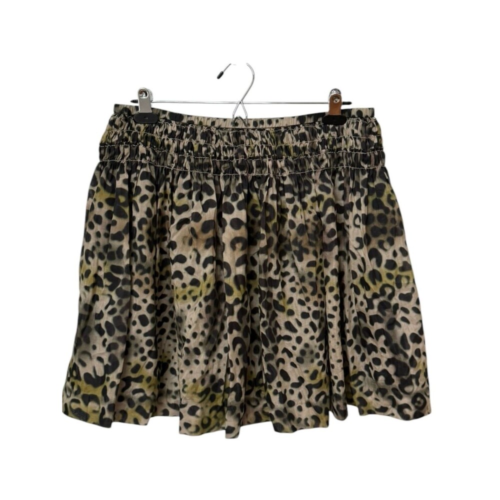 Lord & Taylor Animal Print Cotton Silk Blend Stretch Pull-On Mini Skirt. Large.